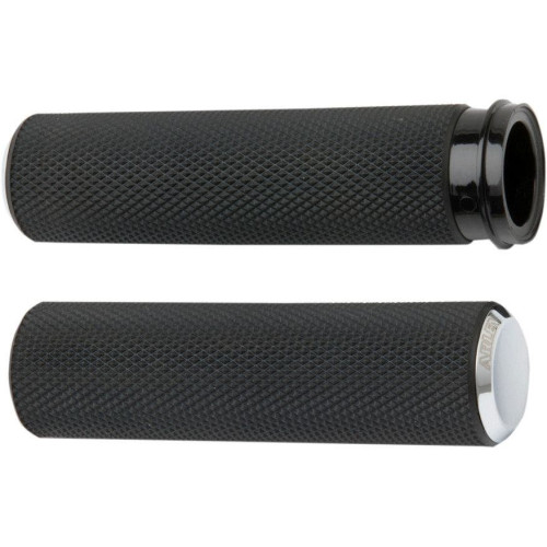 PartzBiz HD: 4423596-Arlen Ness Fusion Chrome Knurled Hand Grips Harley Dual Cable Throttle Models | 07-324