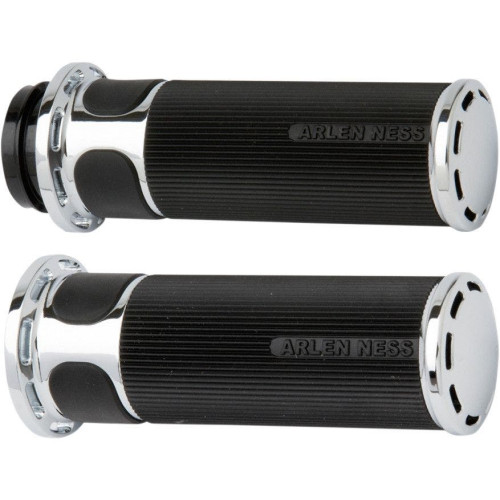 PartzBiz HD: 4423597-ปลอกแฮนด์ Arlen Ness Fusion Chrome Slot Track Hand Grips Harley Throttle By Wire Models | 07-302