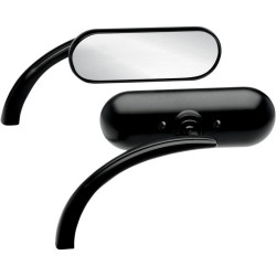 PartzBiz HD AN13-412/AN13-413 - Arlen Ness Micro Black Mini Oval กระจกมองข้างซ้าย-ขวา Harley หรือ Metric pair
