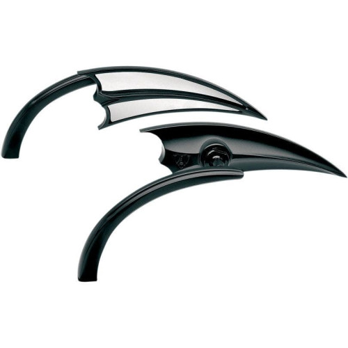 PartzBiz HD: 4423503-Arlen Ness Micro Black Scoop Left & Right Side Mirror Set Harley Metric Pair