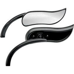 PartzBiz HD AN13-404/AN13-405 - Arlen Ness Micro Black Upswept Left & Right Side Handlebar Mirrors Harley & Metric Pair