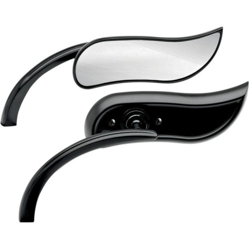 PartzBiz HD: 4423506-Arlen Ness Micro Black Upswept Left & Right Side Handlebar Mirrors Harley & Metric Pair