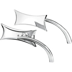 PartzBiz HD AN13-416/AN13-417 - Arlen Ness Micro Chrome Four Point Left & Right Side Mirror Set Harley Metric Pair