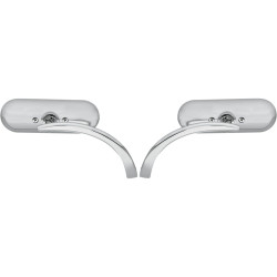 PartzBiz HD AN13-406/AN13-407 - Arlen Ness Micro Chrome Mini Oval Left & Right Side Mirror Harley Metric Pair