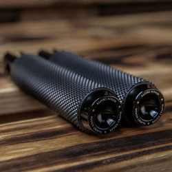 PartzBiz HD ANRC-400-006 - Arlen Ness Rough Crafts Black Knurled Front Foot Pegs Harley Softail 18-Up