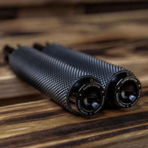 PartzBiz HD: 4423443-Arlen Ness Rough Crafts Black Knurled Front Foot Pegs Harley Softail 18-Up
