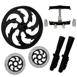 PartzBiz HD ASSAULT-DUAL-BLK-KIT-PCKG - Assault Black 23” ยางล้อ Dual Rotors พร้อม Raked Triple Trees ส่วนล่างและตัวเลื่อน | โจมตี-DUAL-BLK-KIT-PCKG