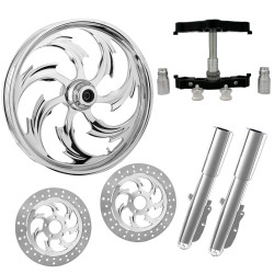 PartzBiz HD ASSAULT-DUAL-CHR-KIT-PCKG - Assault Chrome 23” ยางล้อแบบ Dual Rotors พร้อมท่อนล่างและตัวเลื่อนแบบ Raked Triple Trees | โจมตี-DUAL-CHR-KIT-PCKG