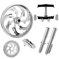 PartzBiz HD ASSAULT-SNGL-CHR-KIT-23PCKG - Assault Chrome 23” ยางล้อด้านเดียวพร้อมท่อนล่างและตัวเลื่อนแบบ Raked Triple Trees | โจมตี-SNGL-CHR-KIT-23PCKG