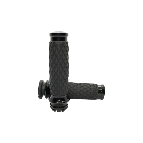 PartzBiz HD: 4423355-ปลอกแฮนด์ยาง Avon Black Ano Diamond สำหรับคันเร่ง Harley By Wire | DIA-65-ANO-ฟลาย