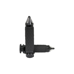 PartzBiz HD AG-DIA-65-AN-FL-SP - ปลอกแฮนด์ยาง Avon Black Ano Spike Diamond สำหรับ Harley Throttle By Wire | DIA-65-AN-FL-SP