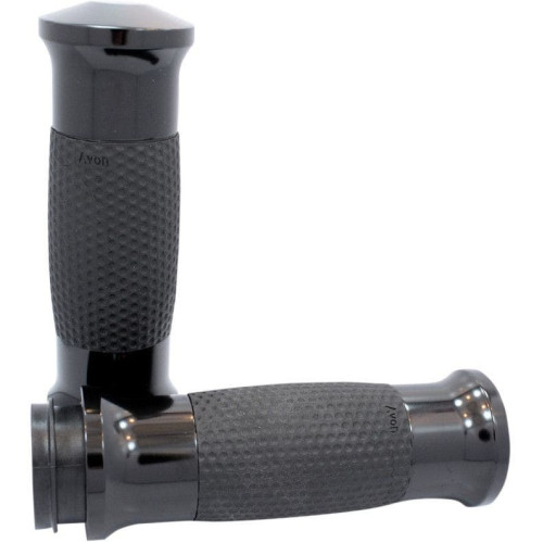 PartzBiz HD: 4423317-Avon Black Anodized Soft Gel 3 Ring ปลอกแฮนด์ตามหลักสรีระศาสตร์ Harley Throttle By Wire | GEL-70-ANO-ฟลาย
