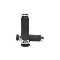 PartzBiz HD AG-DIA-60-CH - Avon Chrome Diamond Rubber Contour Hand Grips for Harley Cable Throttle | DIA-60-CH PartzBiz HD AG-DIA-60-CH - Avon Chrome Diamond Rubber Contour Hand Grips for Harley Cable Throttle | DIA-60-CH