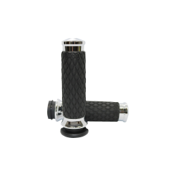 PartzBiz HD AG-DIA-60-CH-FLY - Avon Chrome Diamond Rubber Contour Hand Grips for Harley Throttle By Wire | DIA-60-CH-FLY PartzBiz HD AG-DIA-60-CH-FLY - Avon Chrome Diamond Rubber Contour Hand Grips for Harley Throttle By Wire | DIA-60-CH-FLY