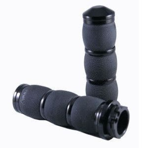 PartzBiz HD: 4423308-Avon Grips ปลอกแฮนด์เบาะอากาศ Anodized สีดำสำหรับการควบคุมสายเคเบิลของ Harley | แอร์-90-อาโน