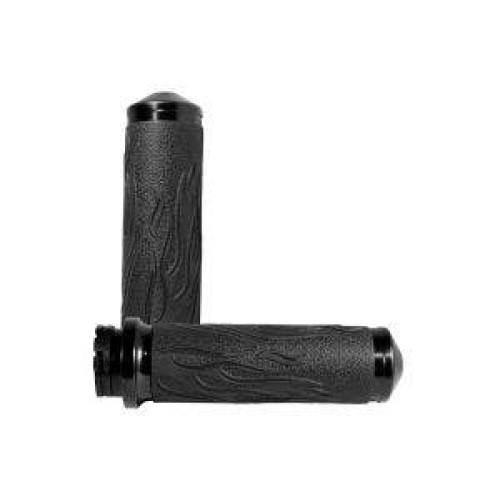 PartzBiz HD: 4423310-Avon Grips ด้ามจับเปลวไฟอะโนไดซ์สีดำสำหรับ Harley Cable Throttle Models | ฟลา-86