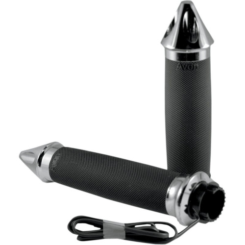 PartzBiz HD: 4423287-Avon Grips Heated Chrome Air Custom Spike Grips สำหรับรุ่นอินเดียปี 2014-2015 | MT-IN-CC-85-SH