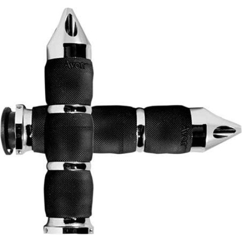 PartzBiz HD: 4423263-Avon IN-TO-AIR-90C-S เบาะลมกำมะหยี่ Chrome Spike Hand Grips Indian 18-20 | ในอากาศ-90C-S