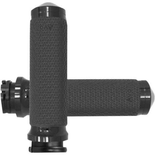 PartzBiz HD: 4423227-Avon Small Memory Foam Grips หมวกทรงกลมสีดำสำหรับ Harley Cable Throttle 84-21 | MF-63-ANO