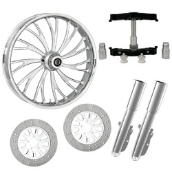 PartzBiz HD AXXIS-DUAL-CHR-KIT-PCKG - Axis Chrome 23 ” ยางล้อ Dual Rotors พร้อม Raked Triple Trees ส่วนล่างและตัวเลื่อน | AXXIS-DUAL-CHR-KIT-PCKG