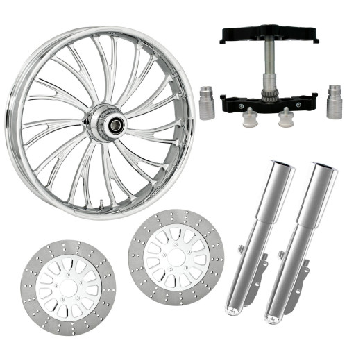 PartzBiz HD: 4423186-Axis Chrome 23 ” ยางล้อ Dual Rotors พร้อม Raked Triple Trees ส่วนล่างและตัวเลื่อน | AXXIS-DUAL-CHR-KIT-PCKG