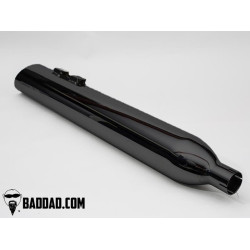 PartzBiz HD BAD-80874-1 - Bad Dad 80874-1 Black Long Strokes 4" Slip On Exhaust Pipes Harley FL 95-16 touring full fuel system exhaust air cleaner filter tuner performance best fou