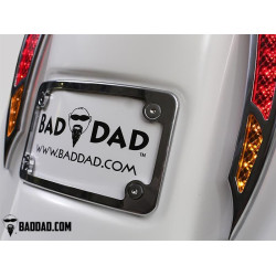 PartzBiz HD BAD-992-AMB-CH - Bad Dad 992 Custom Red / Amber LED Filler Panel Turn Signals Taillights Chrome Bezel | BAD-992-CH
