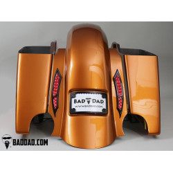 PartzBiz HD BAD-992-B - Bad Dad 992 Custom Red LED Filler Panel Turn Signals Taillights Black Bezel Harley | BAD-992-BLK