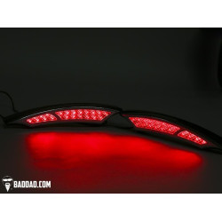 PartzBiz HD BAD-992-CH - Bad Dad 992 Custom Red LED Filler Panel Turn Signals Taillights Chrome Bezel Harley | BAD-992-CH
