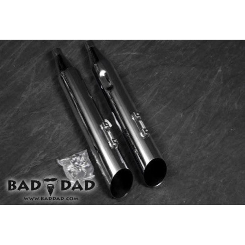 PartzBiz HD: 4422982-Bad Dad Chrome Long Strokes Mufflers Exhaust Slip-Ons