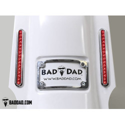 PartzBiz HD BAD-81175-905-CH/CH - Bad Dad Competition Saddlebag Kit 905 Chrome Taillight & Chrome Plate 200mm FLS  | 81175-905-CH/CH