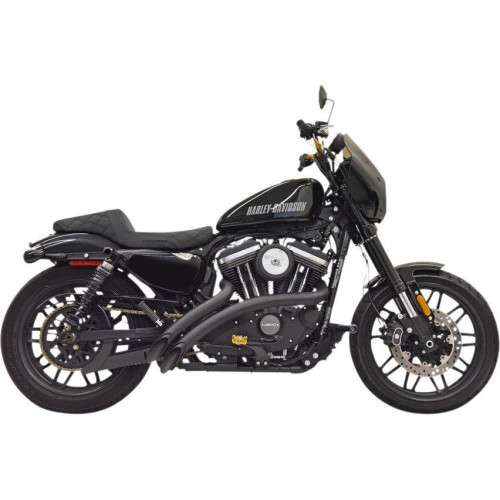 PartzBiz HD: 4422694-Bassani 1X3FB Black Slash Cut Sweeper Radius Exhaust System 14-Up Harley XL1200