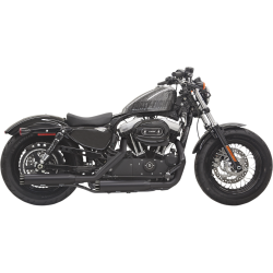 PartzBiz HD DS18010684 - Bassani 3" Black W/ Black Fluted Tips Firepower Series Slip-Ons for Harley 2014 Sportster