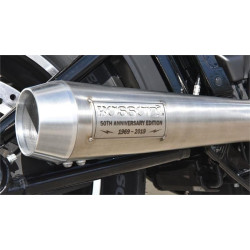 PartzBiz HD DS18002431 - Bassani 50th Anniversary Road Rage III 2 into 1 Megaphone Exhaust FX FL 18-Up 2018 2019 Harley-Davidson Softail Milwaukee Eight Street Bob FXBB; Low Rider FXLR; Fat Boy FXFB; Slim FLSL 1800-2431 18002431