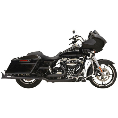 PartzBiz HD: 4422678-Bassani Black 33" Fishtail Slip-On Mufflers w/ Baffle Harley FLH/T Touring 96-13