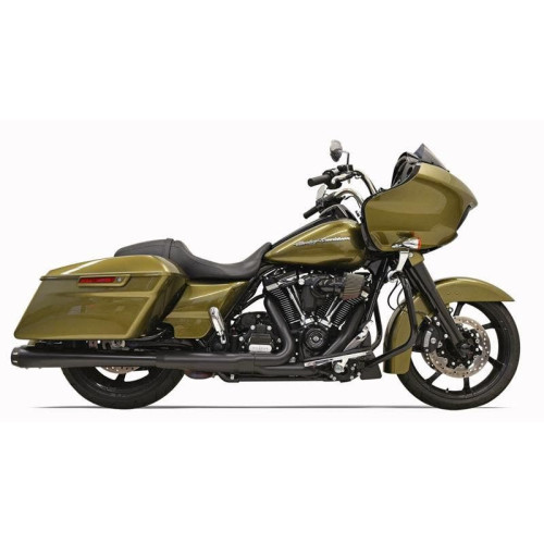 PartzBiz HD: 4422682-Bassani Black 4" Slip On Megaphone Style Mufflers Harley 2017 Black Tips 1F572RB