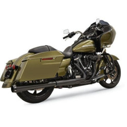 PartzBiz HD DS18011160 - Bassani Black Crossover 2-1 Eliminator DNT Megaphone Slip Muffler Harley M8 FLH 17 1F17RB