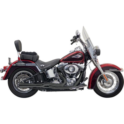 PartzBiz HD: 4422655-Bassani Black Road Rage II Mega Power Exhaust System Megaphone 86-16 Softail | 1S12RB