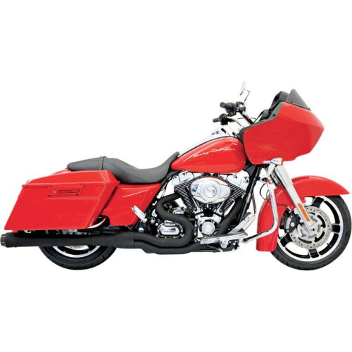 PartzBiz HD: 4422656-Bassani Black Road Rage II Mega Power Exhaust System Megaphone 95-16 Harley FLH | FLH-767B