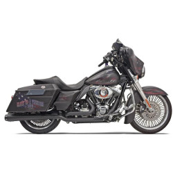 PartzBiz HD DS18001899 - Bassani Black True Dual Down & Under Exhaust w/ 4 " Megaphone Muffler Harley FL | 1F66RB