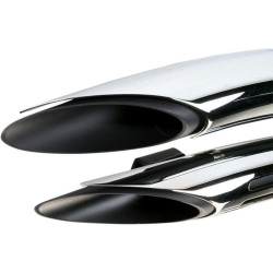 PartzBiz HD DS18001613 - Bassani Black Radial Sweeper 2:2 Exhaust w/ Chrome Shields Harley Softail & Dyna | 1SD2F