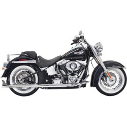 PartzBiz HD DS18001736 - Bassani Chrome 30" True Duals Fishtail Mufflers No Baffles Harley Softail 07-15 | Bassani