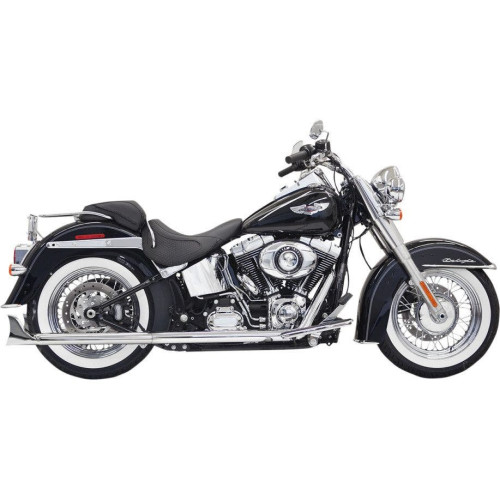 PartzBiz HD: 4422626-Bassani Chrome 30" True Duals Fishtail Mufflers No Baffles Harley Softail 07-15 | Bassani