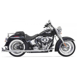 PartzBiz HD DS18001743 - Bassani Chrome 33" True Duals Fishtail Mufflers w/ Baffles Harley Softail 07-15 | Bassani