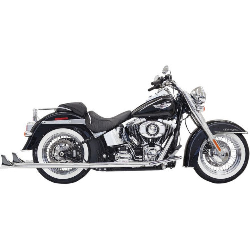PartzBiz HD: 4422630-Bassani Chrome 36" True Duals Fishtail Mufflers No Baffles Harley Softail 07-15 | Bassani