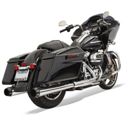 PartzBiz HD DS18011133 - Bassani Chrome 4" Slip On Megaphone Style Mufflers Harley 17 Black Tips 1F572R