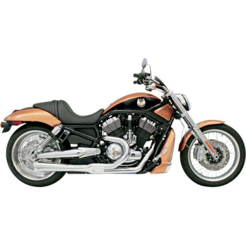 PartzBiz HD: 4422641-Bassani Chrome Road Rage 2 Into 1 Short Muffler Exhaust Harley V-Rod 02-05 | 1V12J