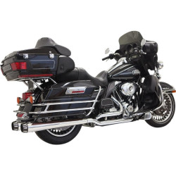 PartzBiz HD DS18001898 - Bassani Chrome True Dual Down & Under Exhaust w/ 4 " Megaphone Muffler Harley FL | 1F66R