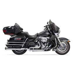 PartzBiz HD DS18001900 - Bassani Chrome True Dual Down & Under Exhaust w/ 4 " Straight Muffler Harley FL | 1F76R