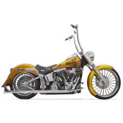 PartzBiz HD DS18001669 - Bassani Chrome True Dual Exhaust  W/ 30" Fishtail Tip Mufflers Harley Softail 07-15 - 1S26E-30